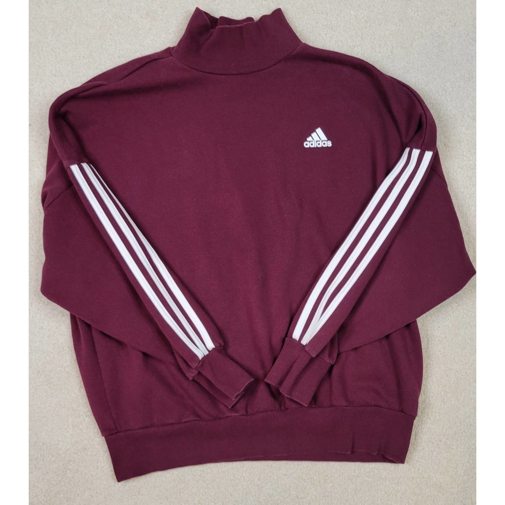 Adidas Women's Sweatshirt Mock Turtleneck Maroon Medium